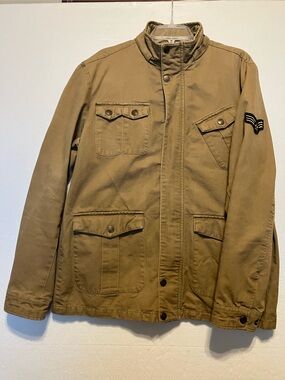 Wenven Khaki military style Large bomber Jacket with patch